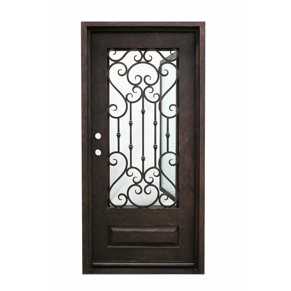 Dallas 3/0x6/8 Wrought Iron Prehung Front Door
