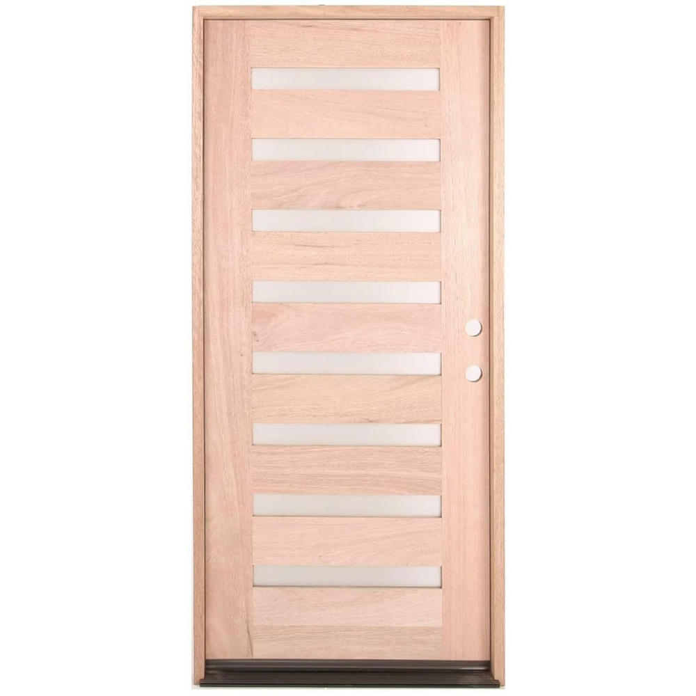 3/0x6/8 Mahogany Exterior Prehung Door | Modern 8 Lite