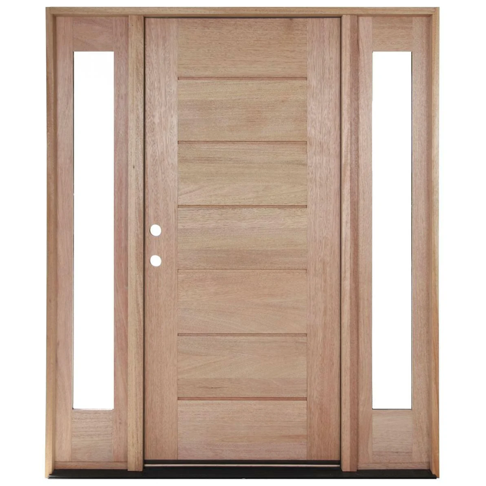 5/9x6/8 Exterior Mahogany Door | Horizontal Lines with Sidelights