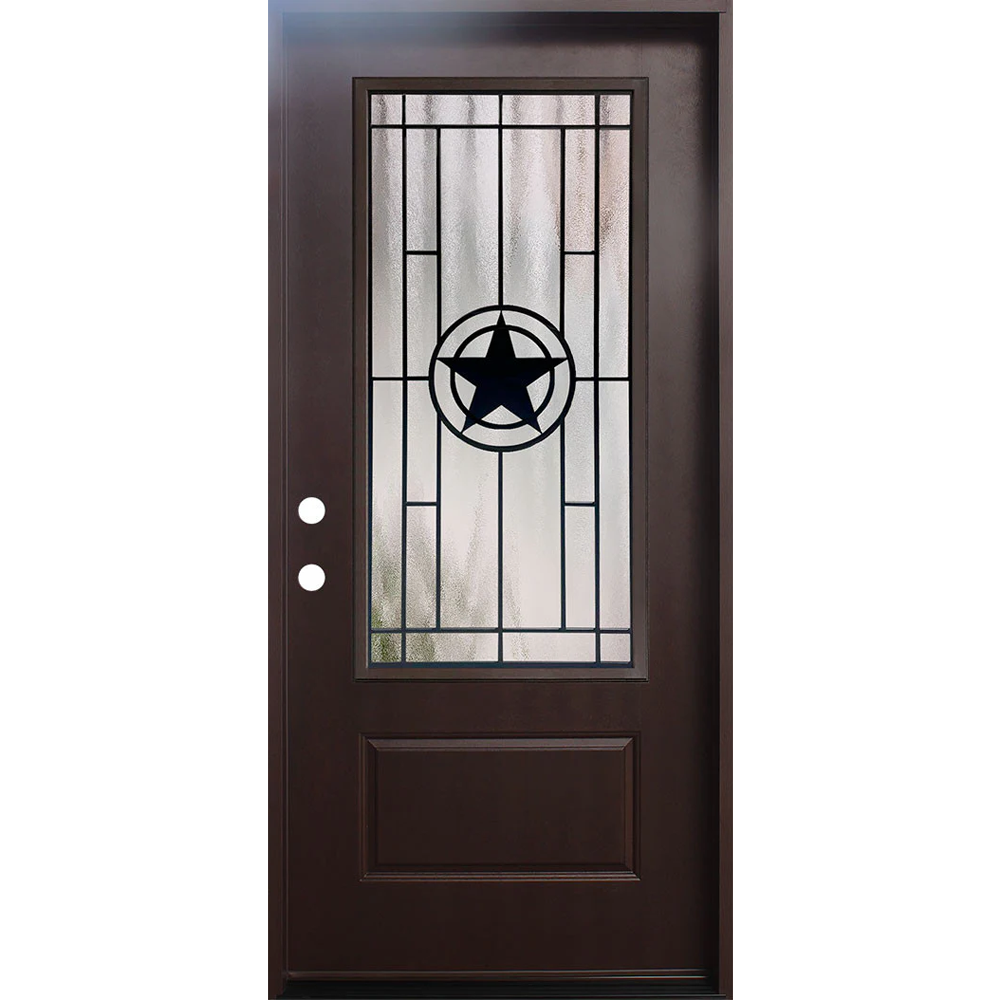 Texas Star 3/0x6/8 Single Prehung Fiberglass Door in Dark Brown