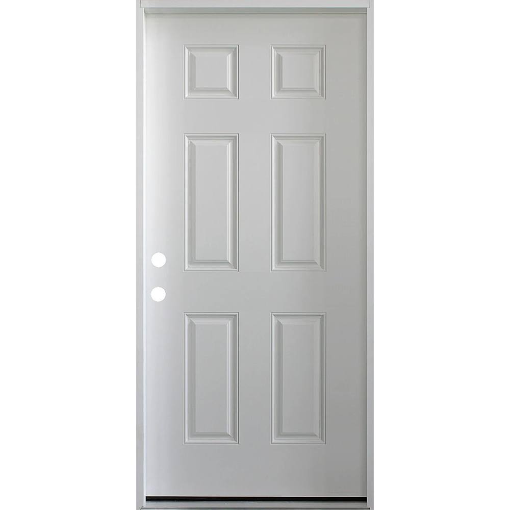 36 in. x 79 in. 6 Panel Primed 20 Min. Fire-Rated House-to-Garage Single Prehung Interior Door