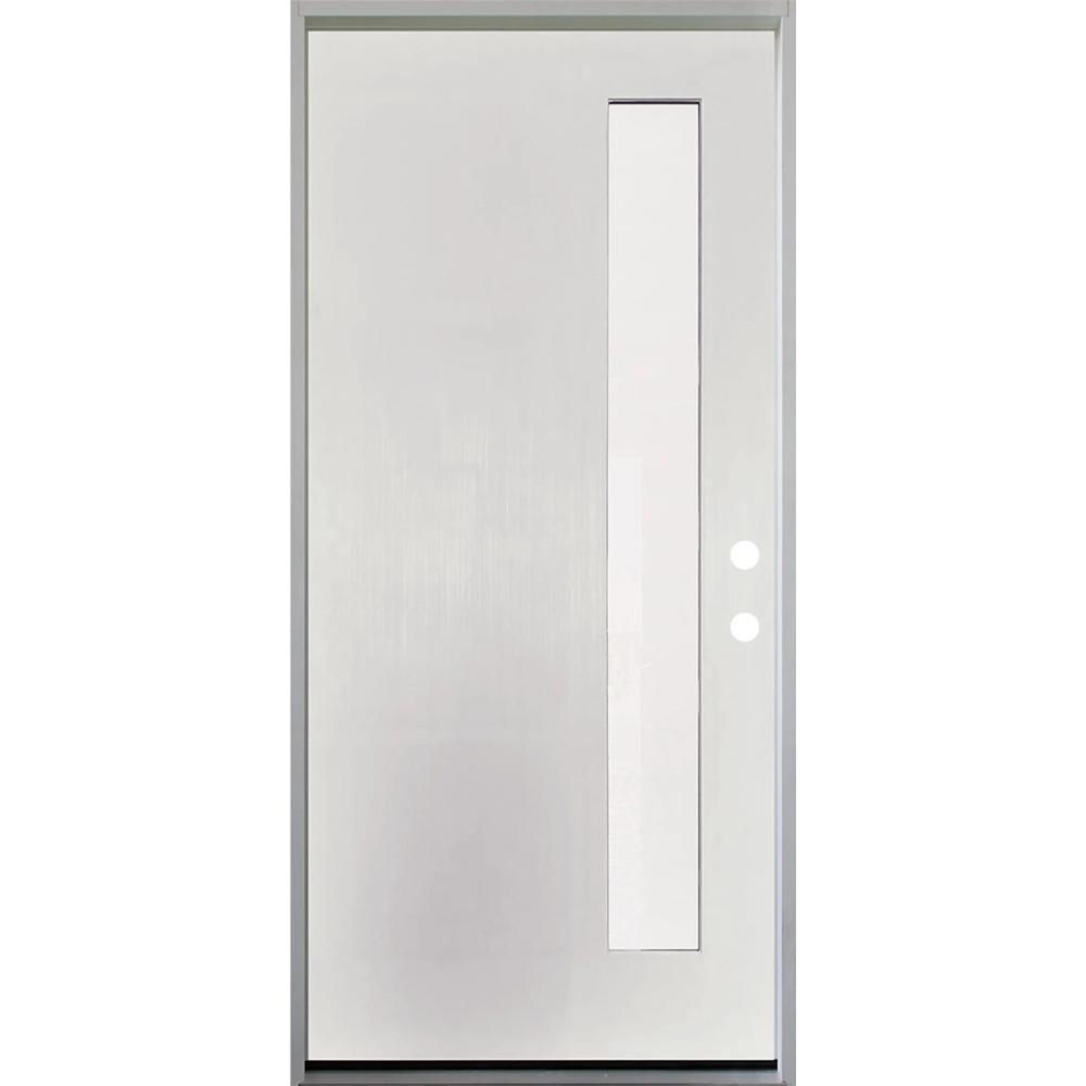 3/0x6/8 Single Prehung Fiberglass Primed Door with 1 Lite