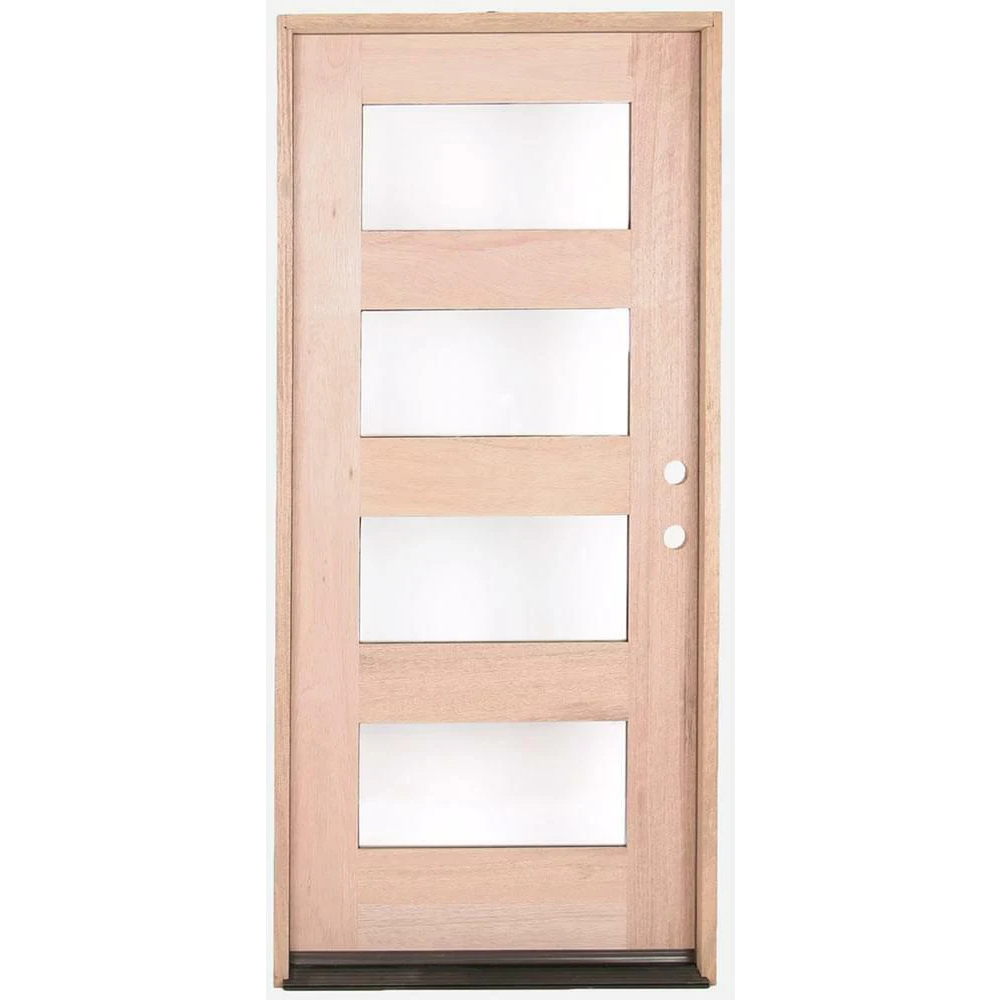 3/0x6/8 Mahogany Exterior Prehung Door | Modern 4 Lite