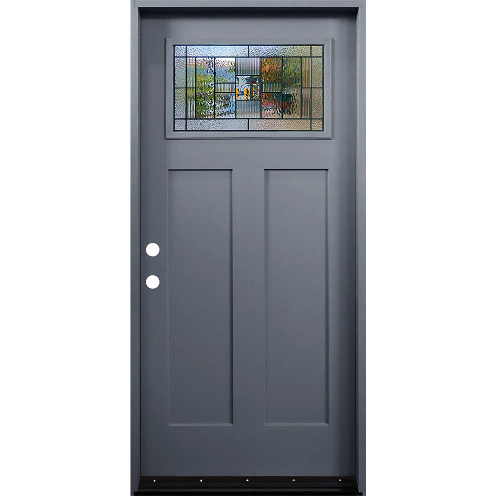 Hometown 3/0x6/8 Single Prehung Fiberglass Door in Gray