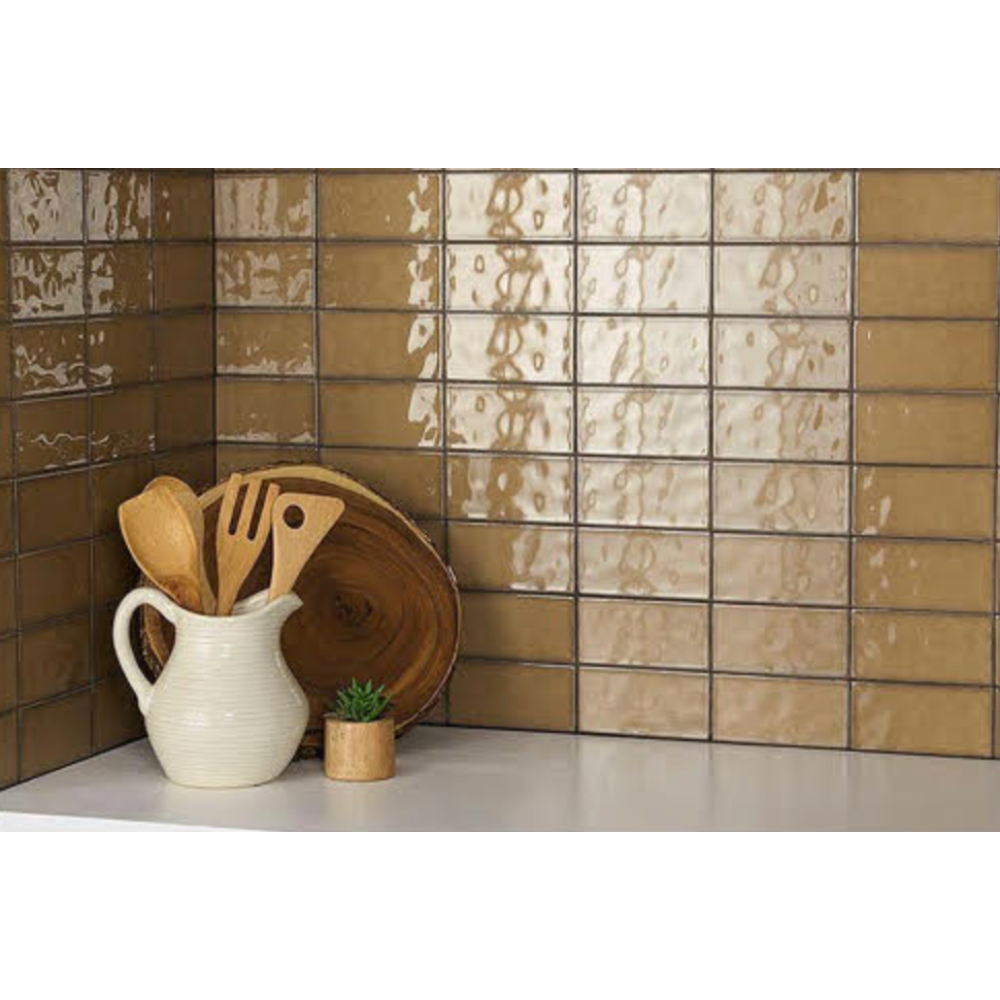 Structured Effects 3 in. x 6 in. Glazed Ceramic Balanced Taupe Subway Tile