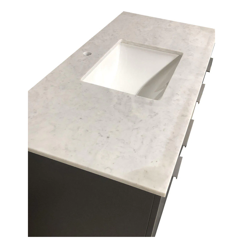 Amelie 48 in Single Sink Bathroom Vanity in Grey with Carrara White Marble Countertop