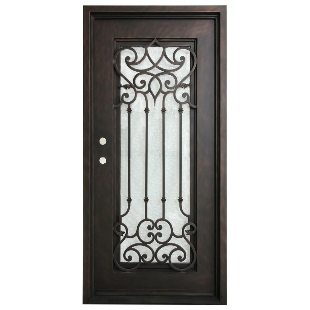 Carmen 3/0x6/8 Exterior Wrought Iron Prehung Door