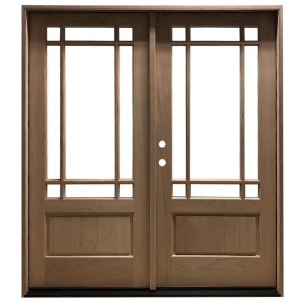 Prairie 6/0x6/8 Mahogany Prehung Front Double Door With 9 Marginal Lites