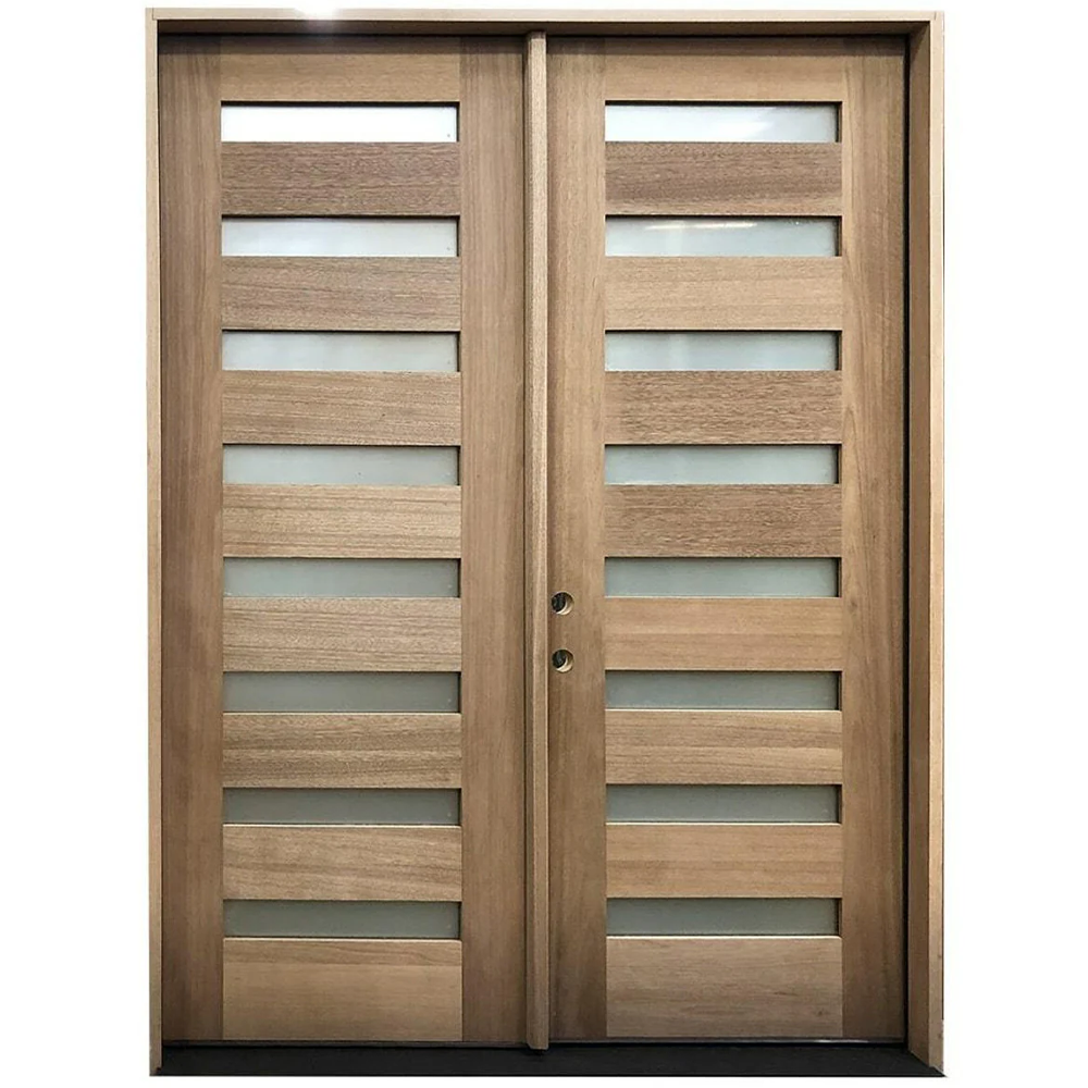 6/0x8/0 Mahogany Prehung Front Double Door | Modern 8 Lite