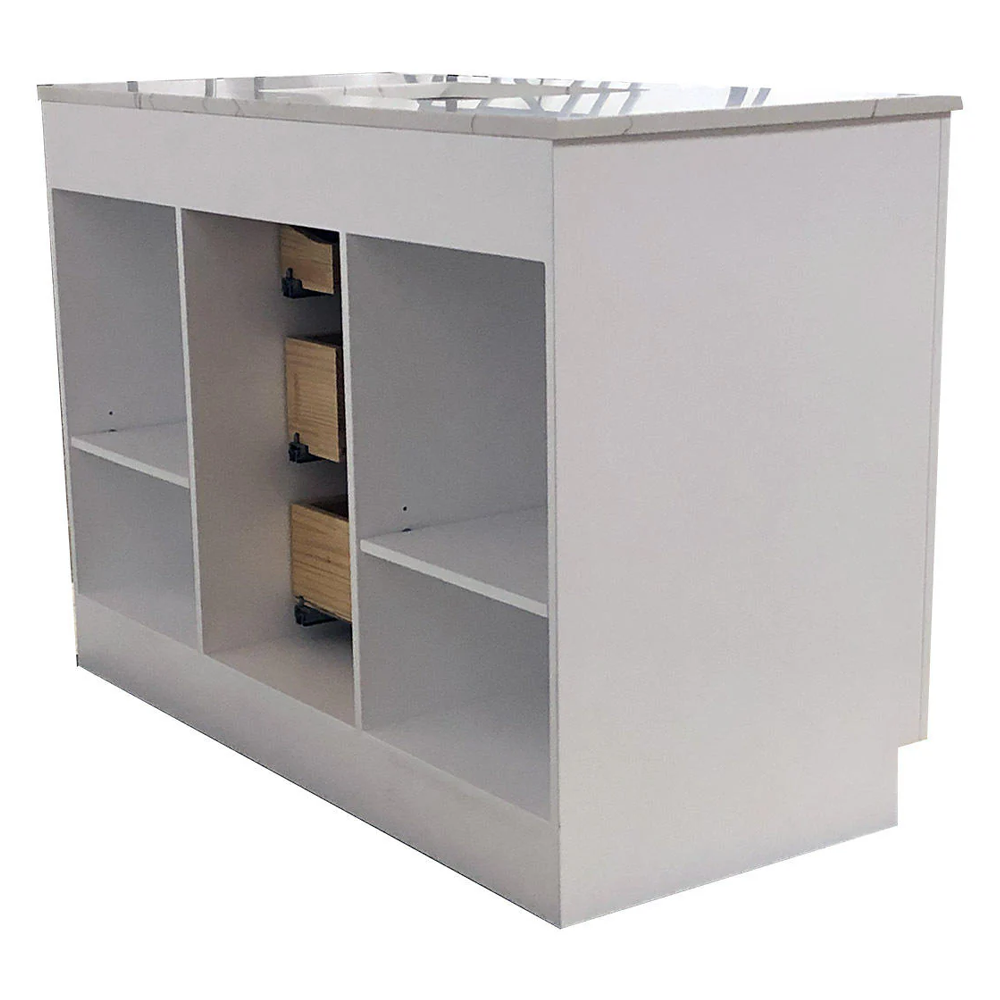 Amelie 48 in SIngle Sink Bathroom Vanity in White with Calacatta Quartz Countertop