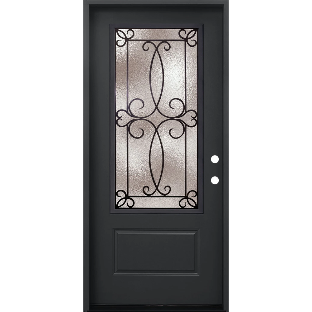 Ulysses 3/0x6/8 Single Prehung Fiberglass Door in Black
