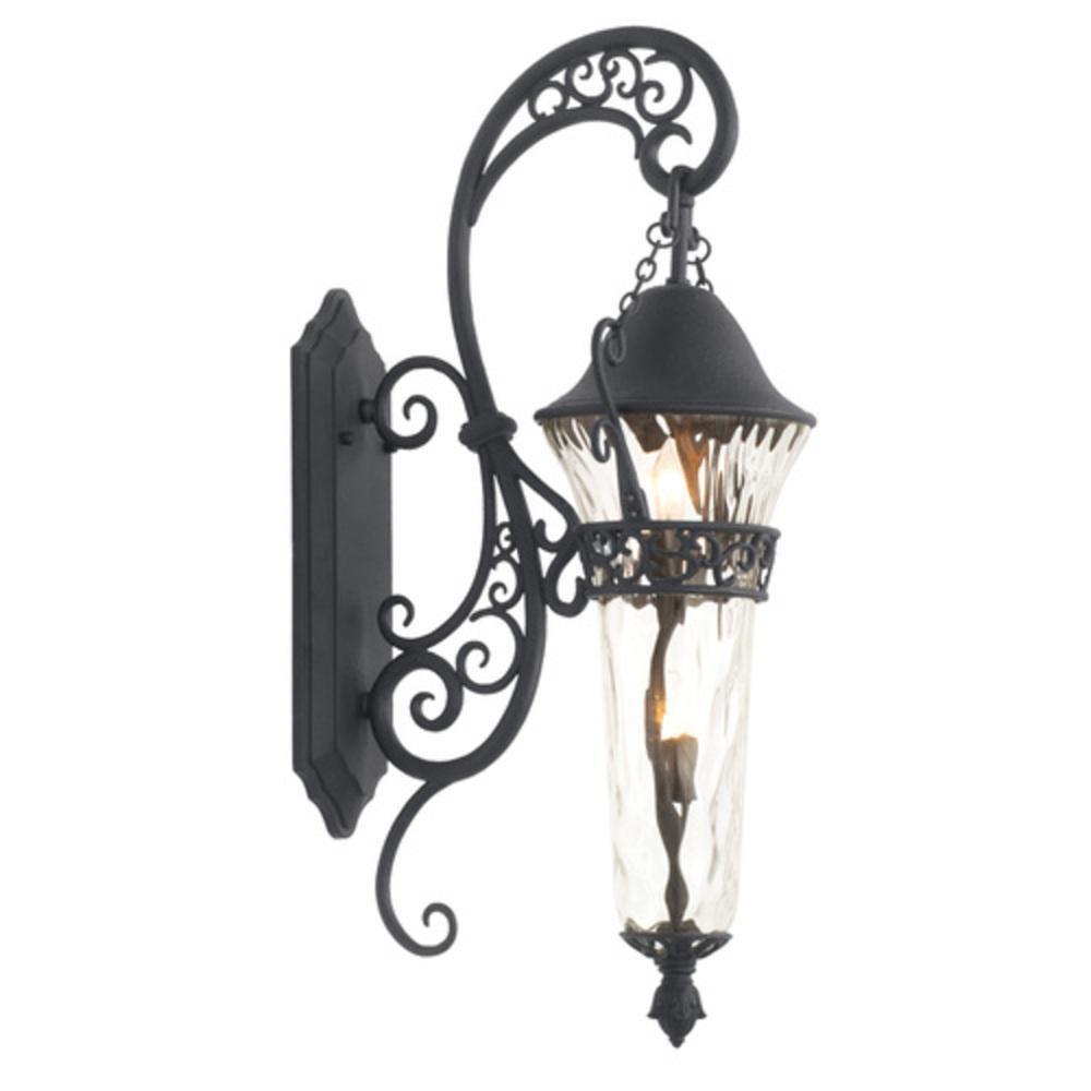 Kalco Lighting Anastasia 120W 2-Light 37 in. Outdoor Wall Sconce in Textured Matte Black