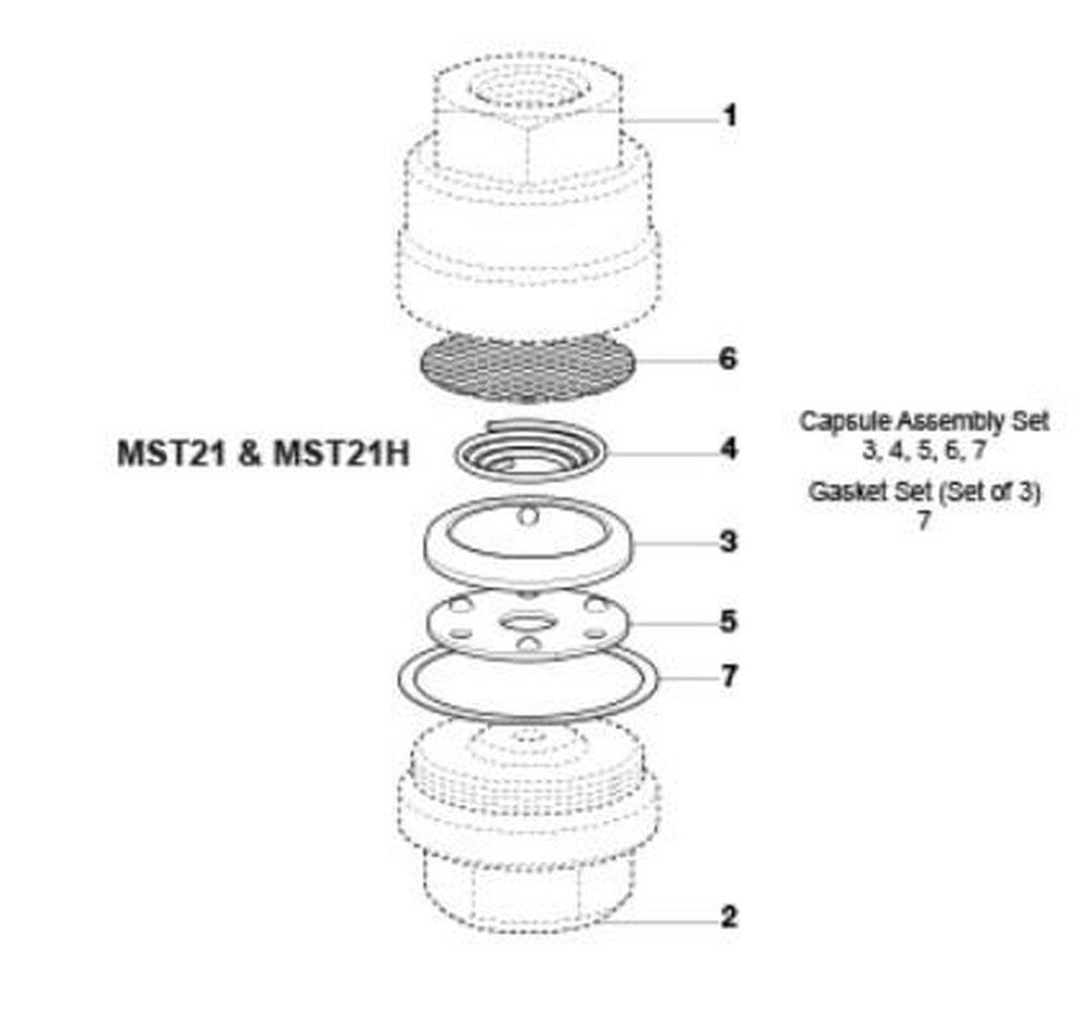 MST21/MST21H Balanced Pressure Thermostatic Steam Trap Capsule Assembly, SUB Capsule, 3 4 5 6 7