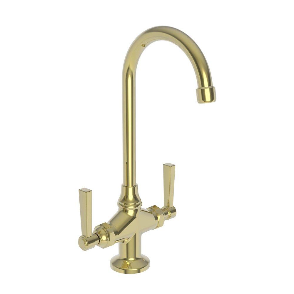 Newport Brass Miro Two Handle Bar Faucet in Uncoated Polished Brass - Living