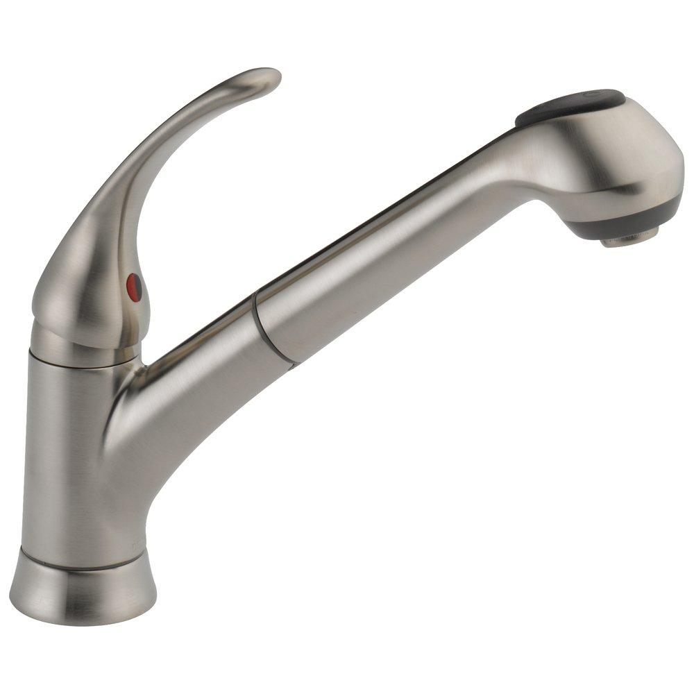 Delta Faucet Foundations® Single Handle Pull Out Kitchen Faucet in Brilliance® Stainless