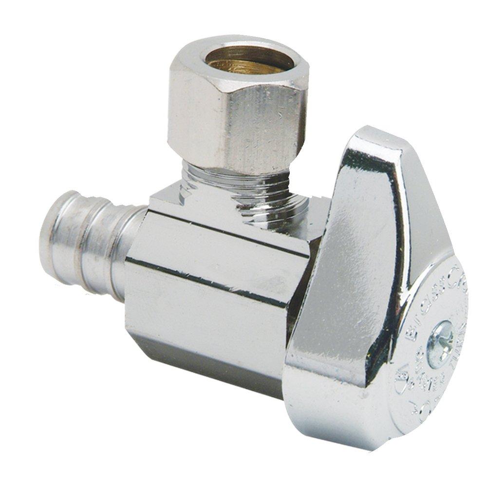 1/2 x 3/8 in. Barbed x OD Compression Angle Supply Stop Valve in Chrome Plated