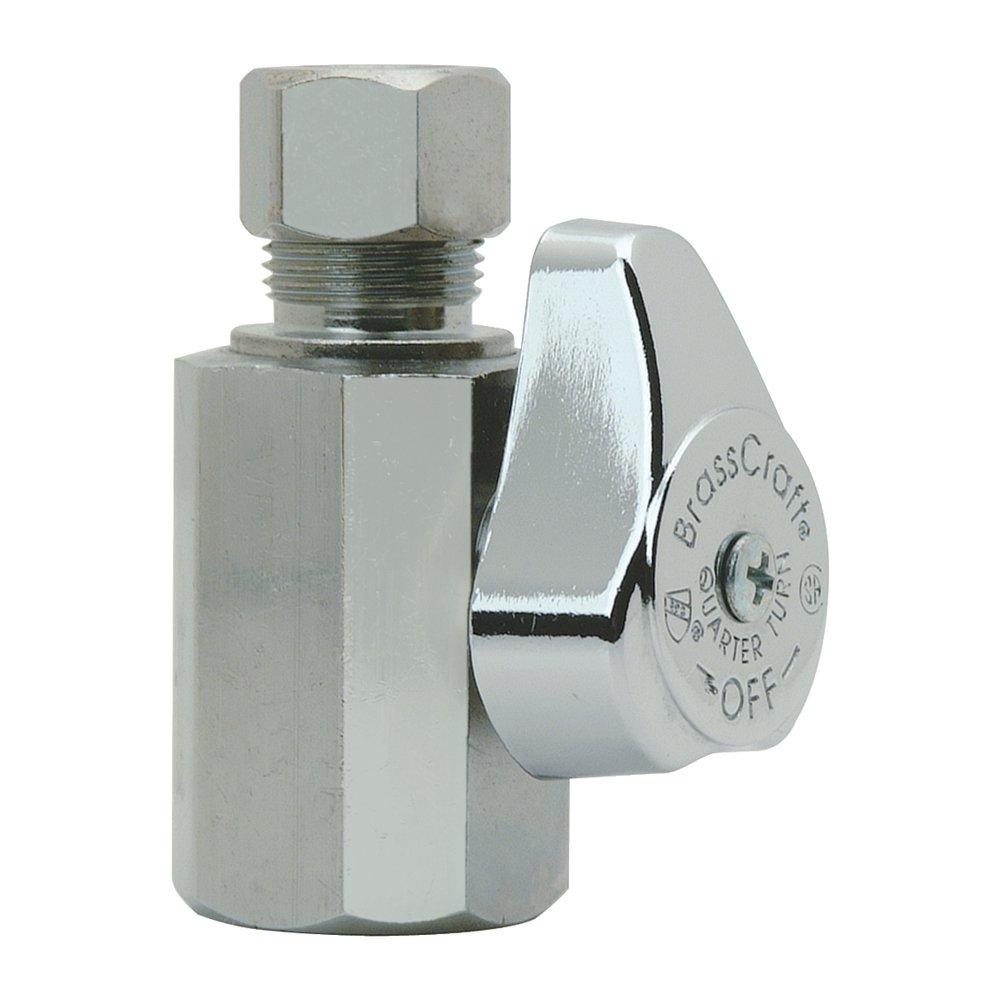 BrassCraft G2R12 Series 1/2 x 3/8 in. FIPT x OD Compression Lever Handle Straight Supply Stop Valve in Chrome Plated