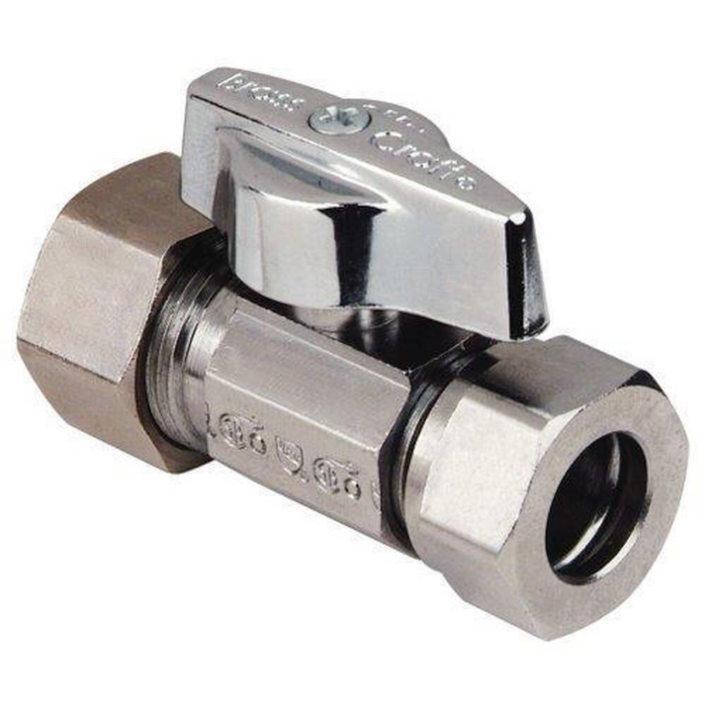 BrassCraft KT3345 Series 1/2 in. Slip x Compression Ball Handle Straight Supply Stop Valve in Chrome Plated