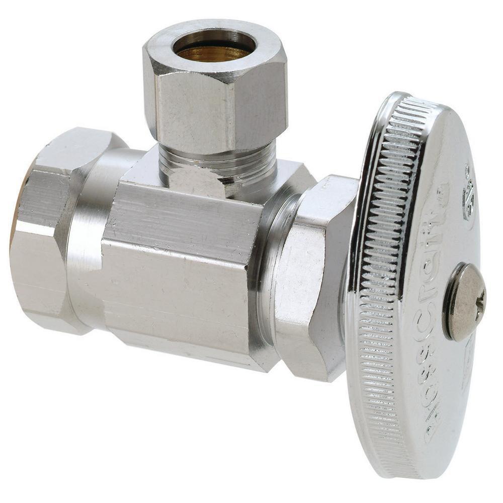 BrassCraft OR17 Series 1/2 x 3/8 in. FIPT x OD Compression Knurled Oval Handle Angle Supply Stop Valve in Chrome Plated