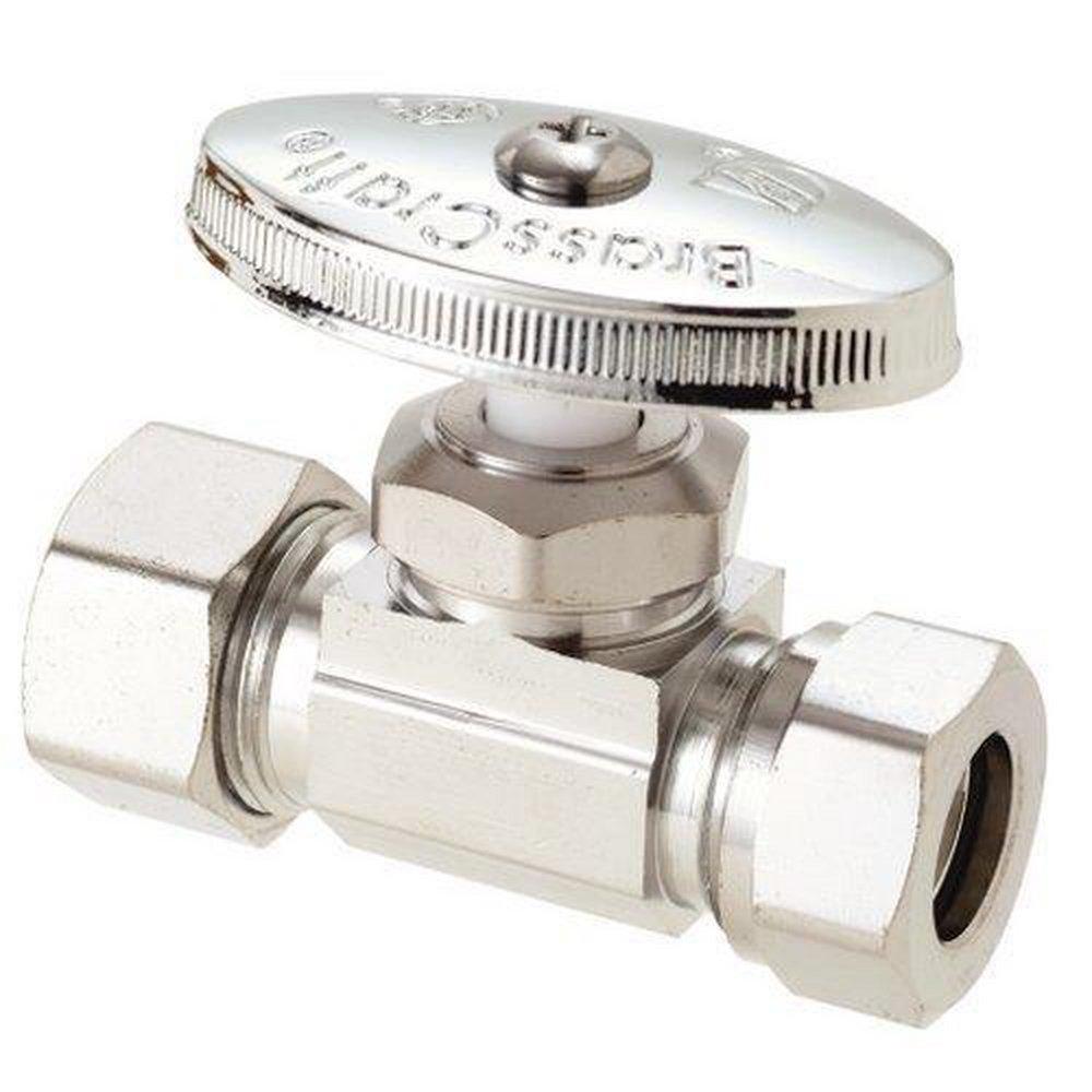 BrassCraft O3345 Series 1/2 in. Slip x Compression Knurled Oval Handle Straight Supply Stop Valve in Chrome Plated