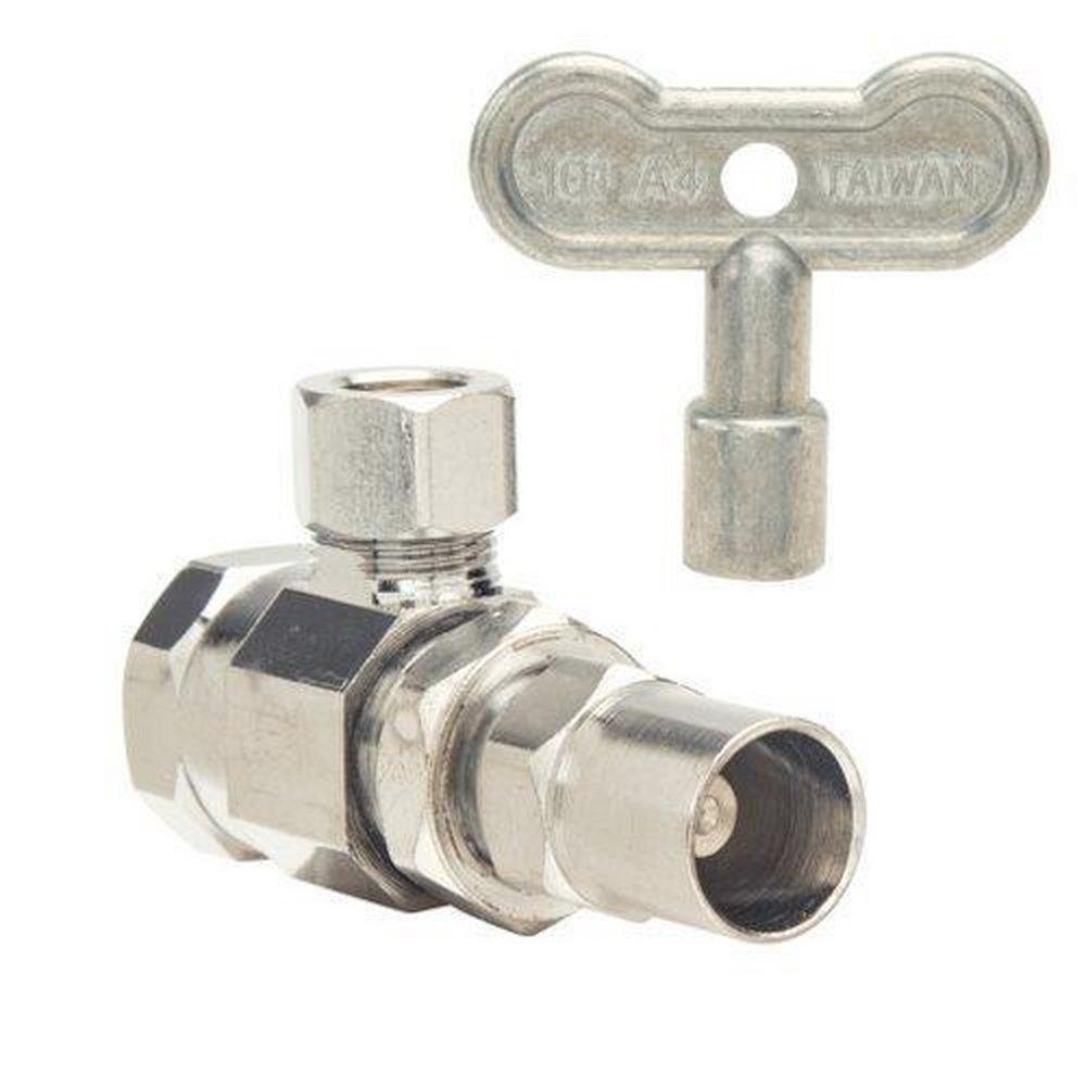 BrassCraft STR17 Series 1/2 x 3/8 in. FIPT x OD Compression Loose Key Handle Angle Supply Stop Valve in Chrome Plated