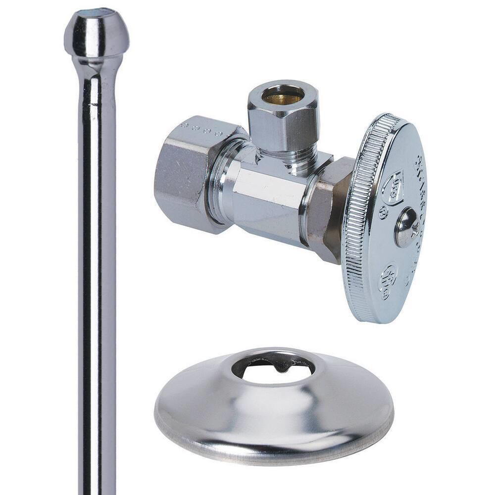 BrassCraft OCR19 Series 1/2 in x 3/8 in Oval Handle Angle Supply Stop Valve in Chrome Plated