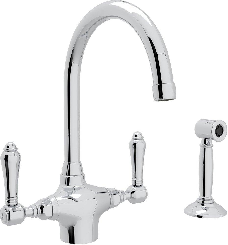 ROHL® San Julio® Two Handle Kitchen Faucet with Side Spray in Polished Chrome