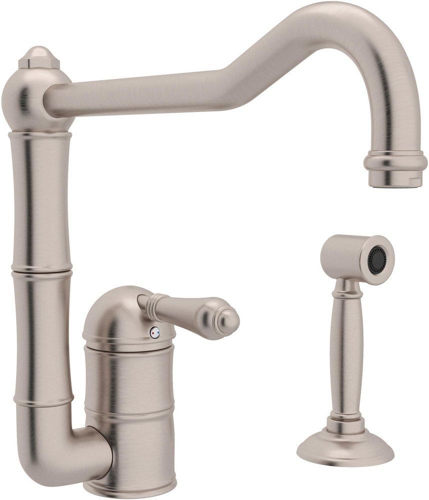 ROHL® Acqui Single Handle Kitchen Faucet with Side Spray in Satin Nickel