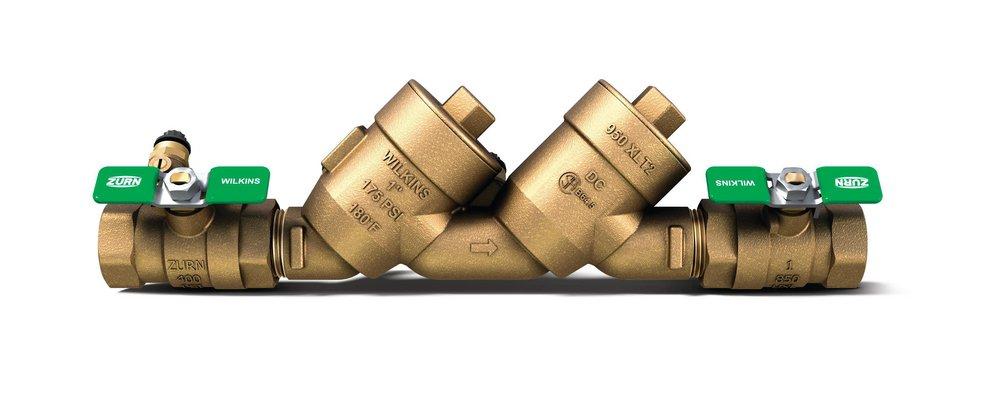 Zurn Wilkins 950XLT2 1 in Bronze FPT Double Check Valve Assembly with Quarter-Turn Ball Valves