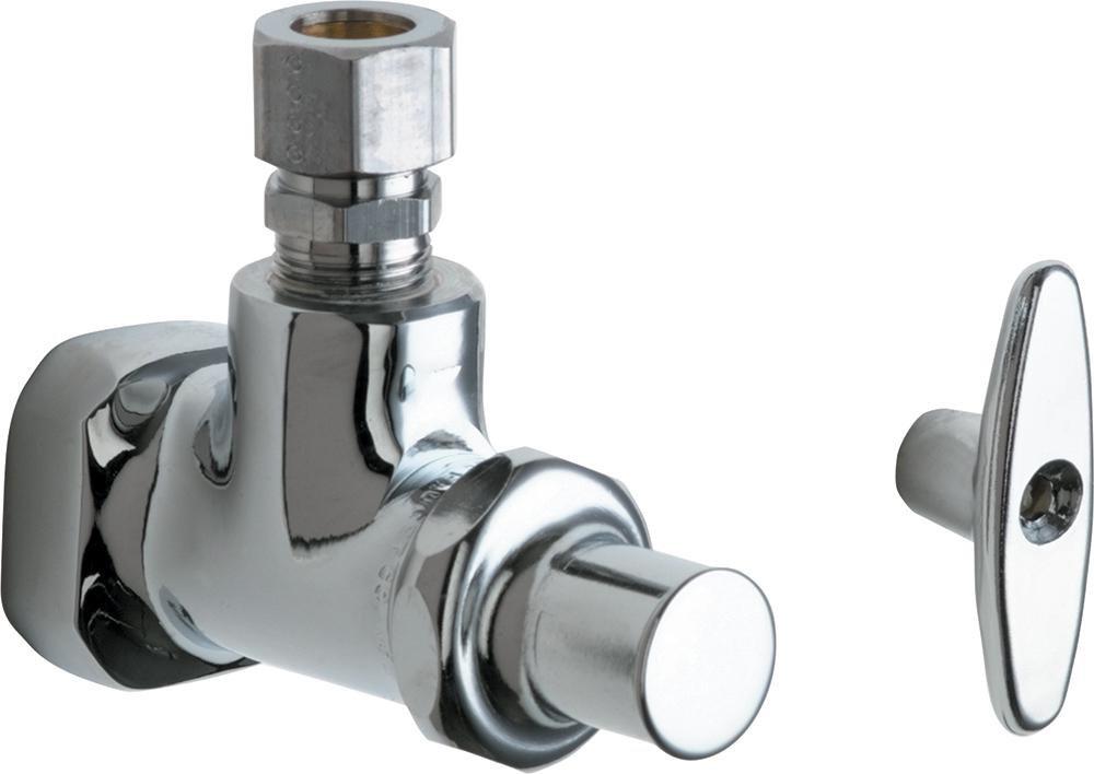 1/2 in. FNPT x OD Compression T-handle Handle Angle Supply Stop Valve in Polished Chrome