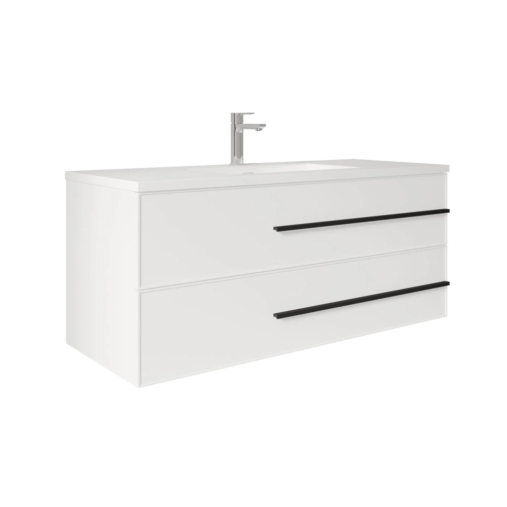 Bella 48" W Wall-Mounted White Vanity with Sink Top | LessCare
