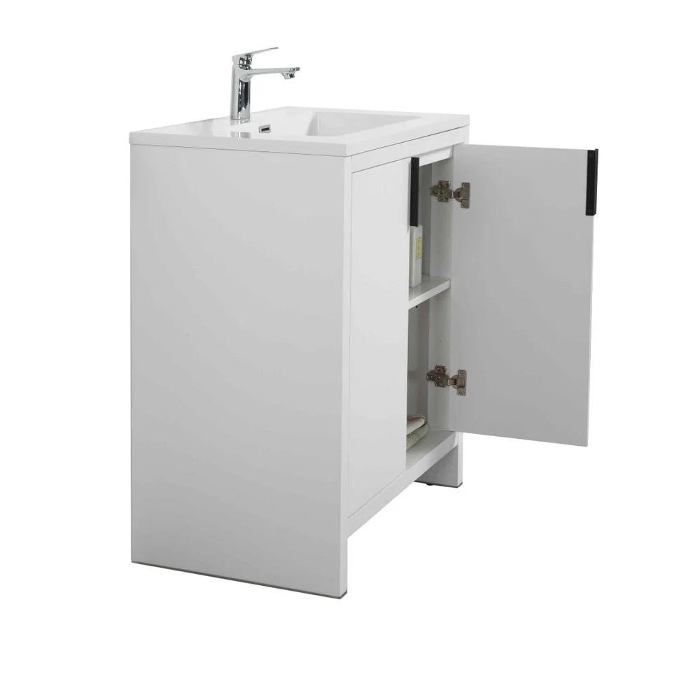 Evana 24" W Freestanding Vanity with Sink Top White | LessCare