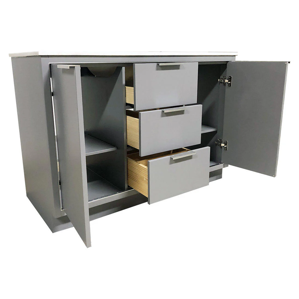 Amelie 48 in Single Sink Bathroom Vanity in Grey with Carrara White Marble Countertop