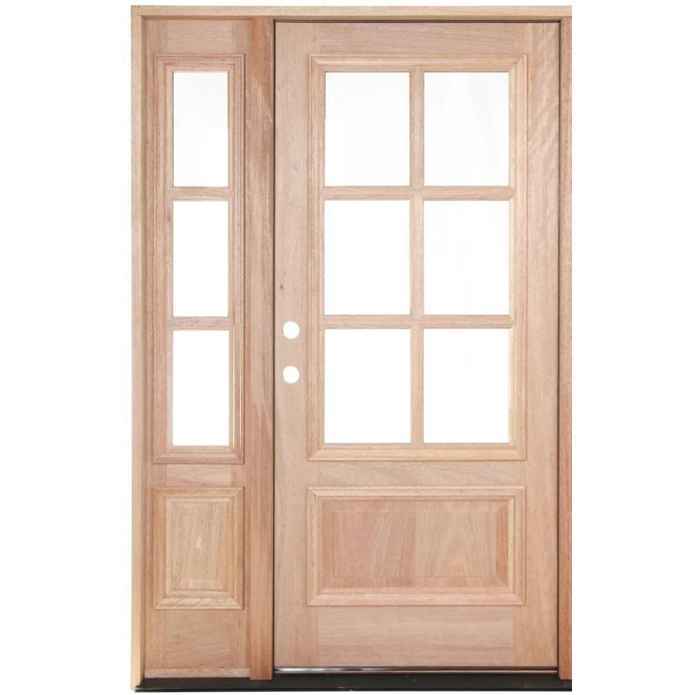 4/5x6/8 Exterior Mahogany Door with 6 Lites and One Sidelight