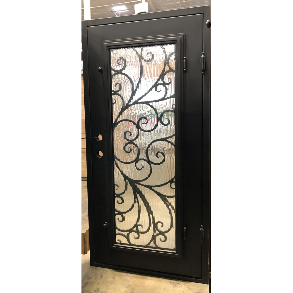 Violet 3/0x6/8 Exterior Wrought Iron Prehung Single Door