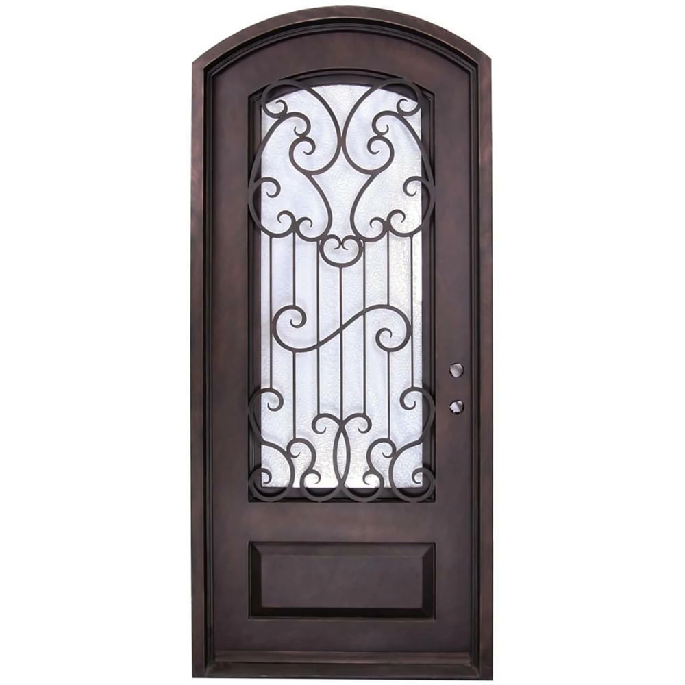 Capri 3/6x8/0 Eyebrow Exterior Prehung Wrought Iron Door