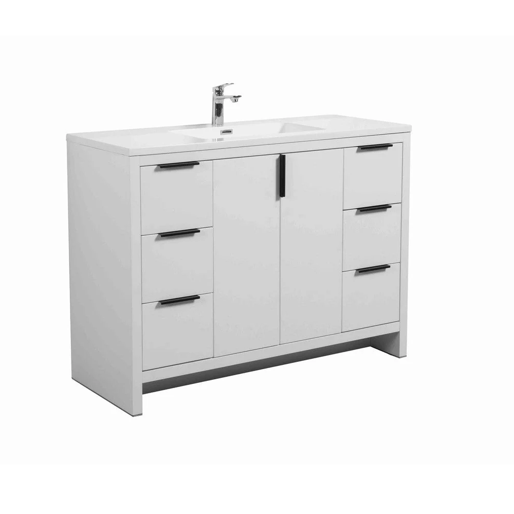 Evana 48" W Freestanding Vanity with Sink Top White | LessCare