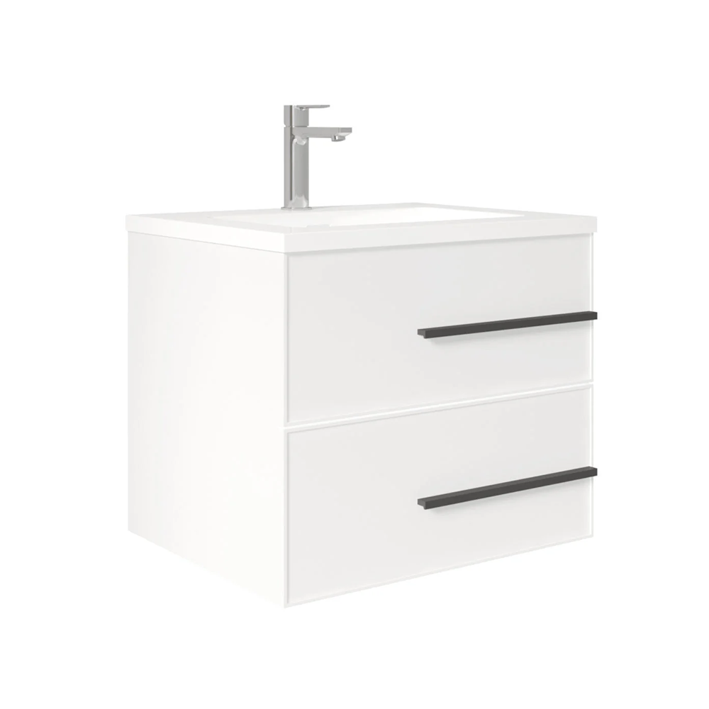 Bella 24" W Wall-Mounted White Vanity with Sink Top | LessCare