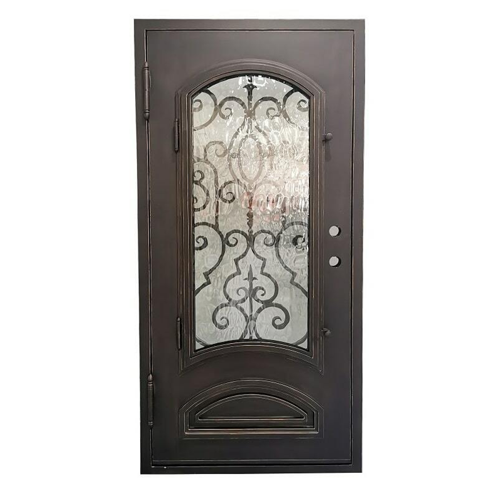 Cielo 3/0x6/8 Bronze Exterior Wrought Iron Prehung Single Door