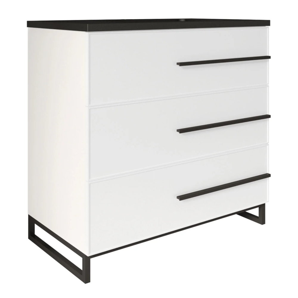 36" W Freestanding White Vanity Matte Black Sand Sink Top | LessCare