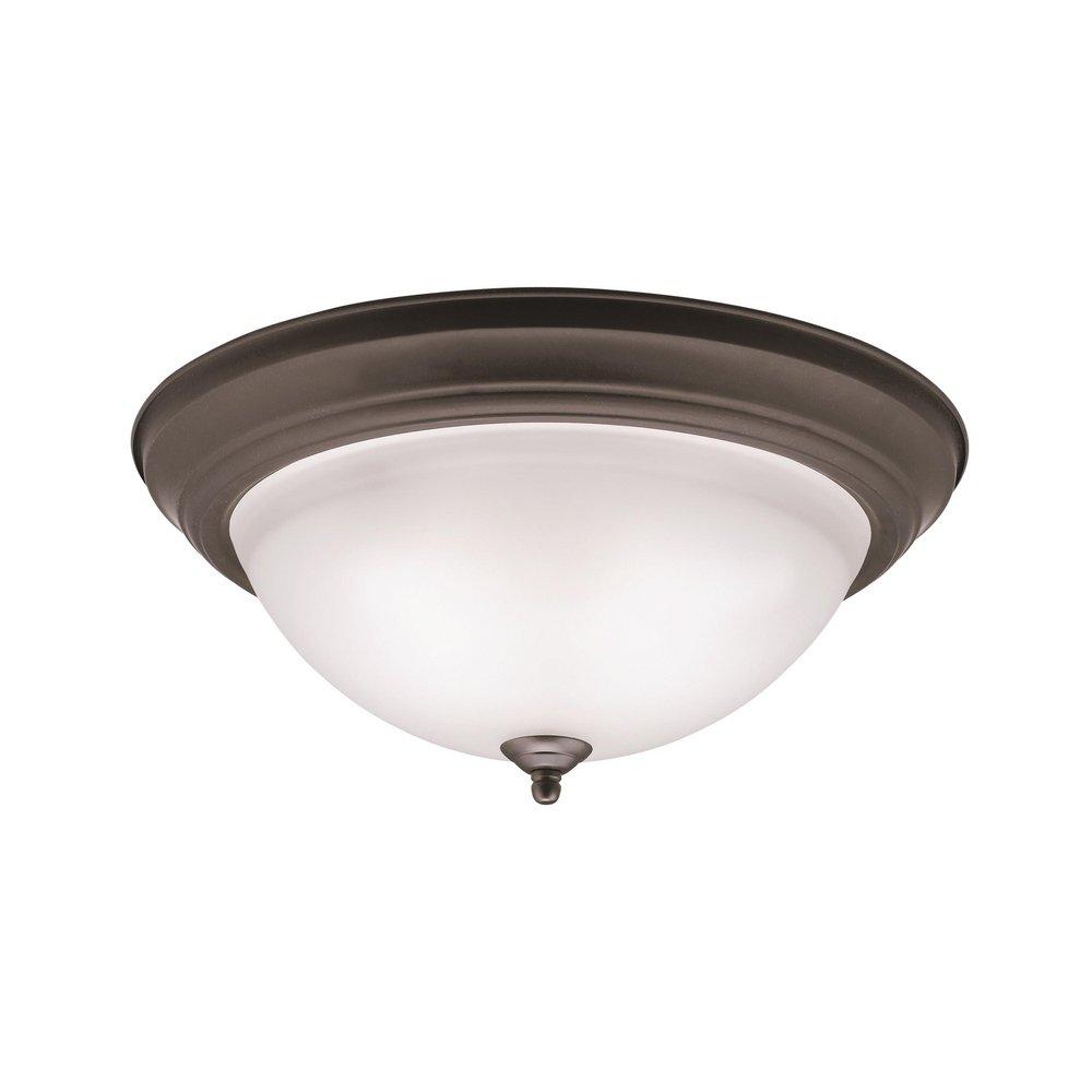 Kichler Lighting Signature 6-1/2 x 15-1/2 in. 60 W 3-Light Medium Flush Mount Ceiling Fixture in Old Bronze