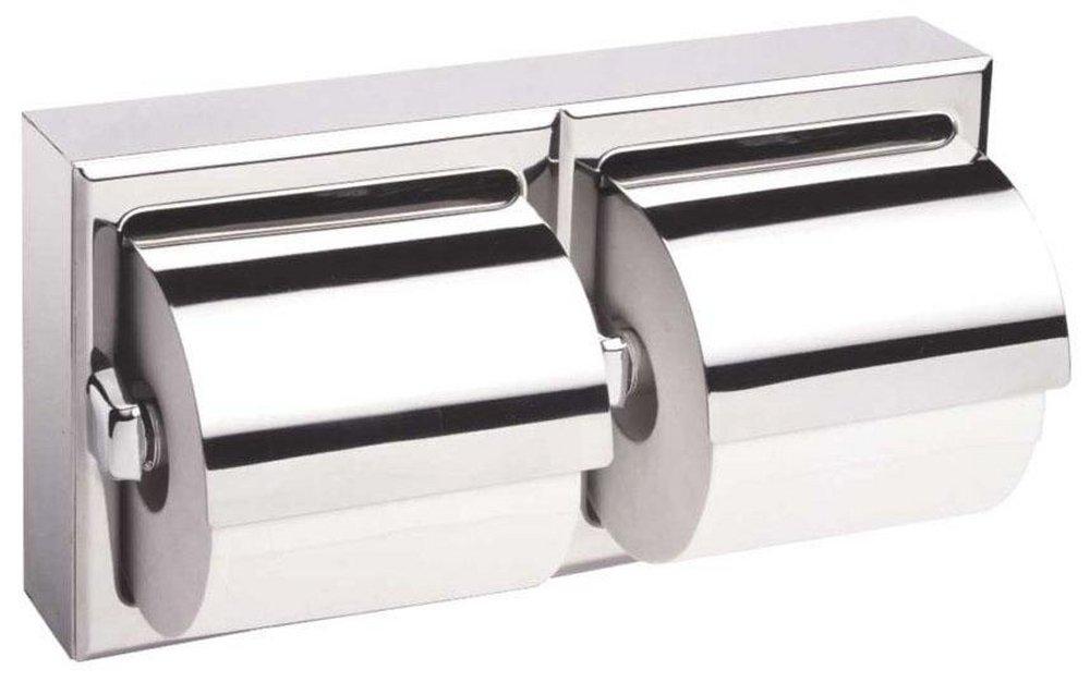 6-3?16 x 12-3?8 in. Surface Mounted Double Toilet Tissue Dispenser with Hoods in Polished Stainless Steel