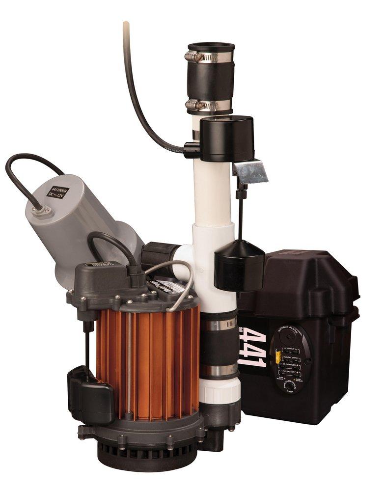 1/2 HP 115V Aluminum Sump Pump (M457) &12V Battery Backup Sump Pump Combo System