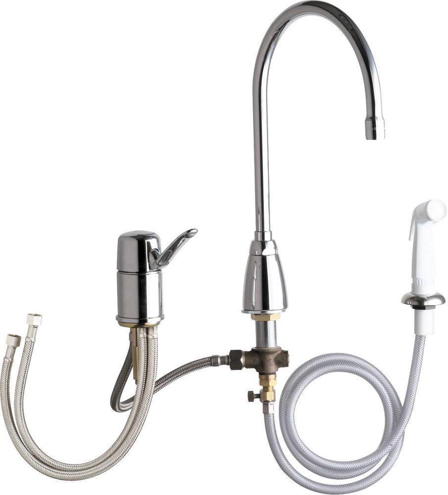 Single Handle Kitchen Faucet with Side Spray in Polished Chrome