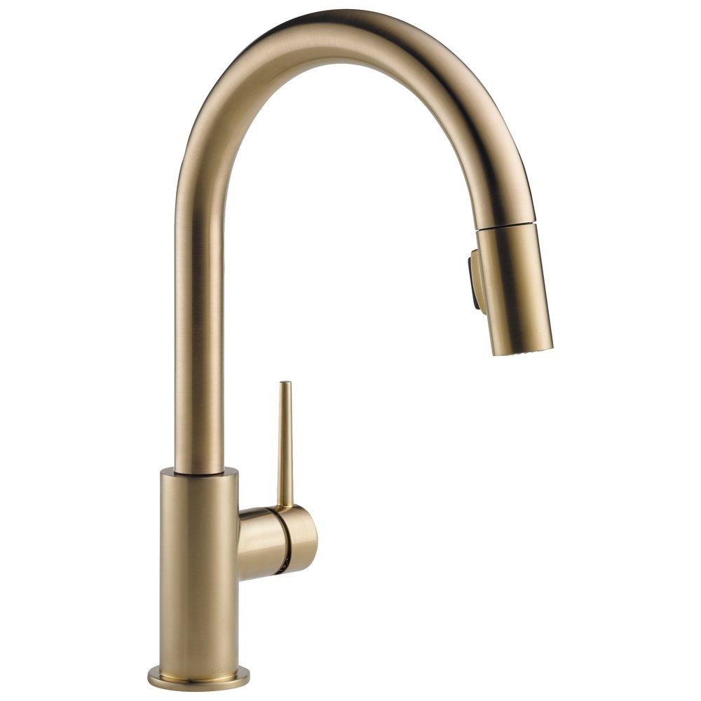 Delta Faucet Trinsic® Single Handle Pull Down Kitchen Faucet in Champagne Bronze