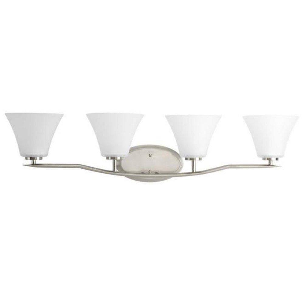 Progress Lighting Bravo 100W 4-Light Vanity Light Fixture in Brushed Nickel