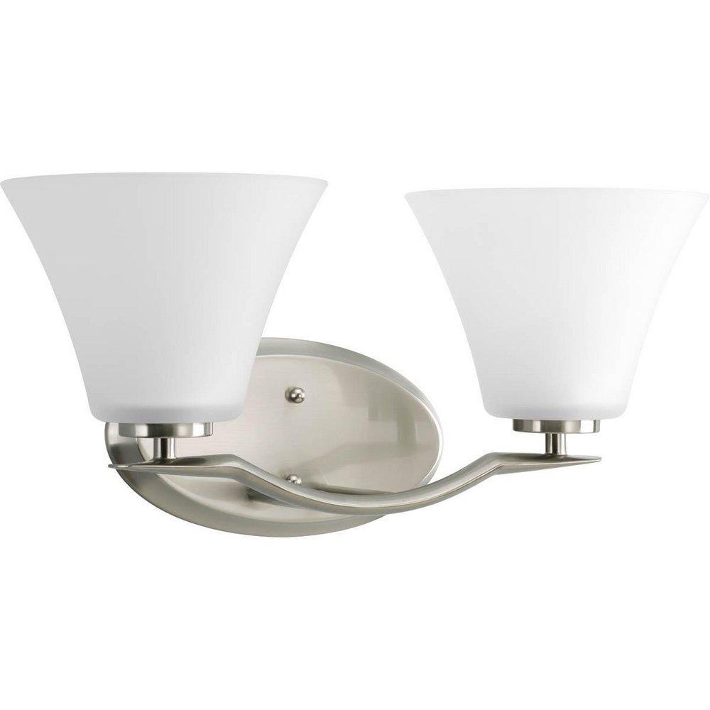 Progress Lighting Bravo 100W 2-Light Vanity Light Fixture in Brushed Nickel