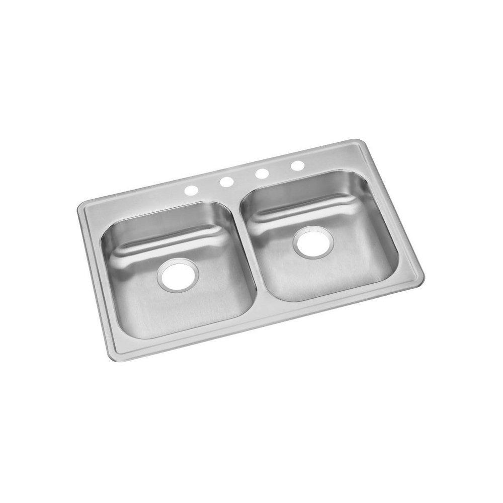 Dayton Dayton 33 in. Drop-in Stainless Steel Double Bowl Kitchen Sink in Satin
