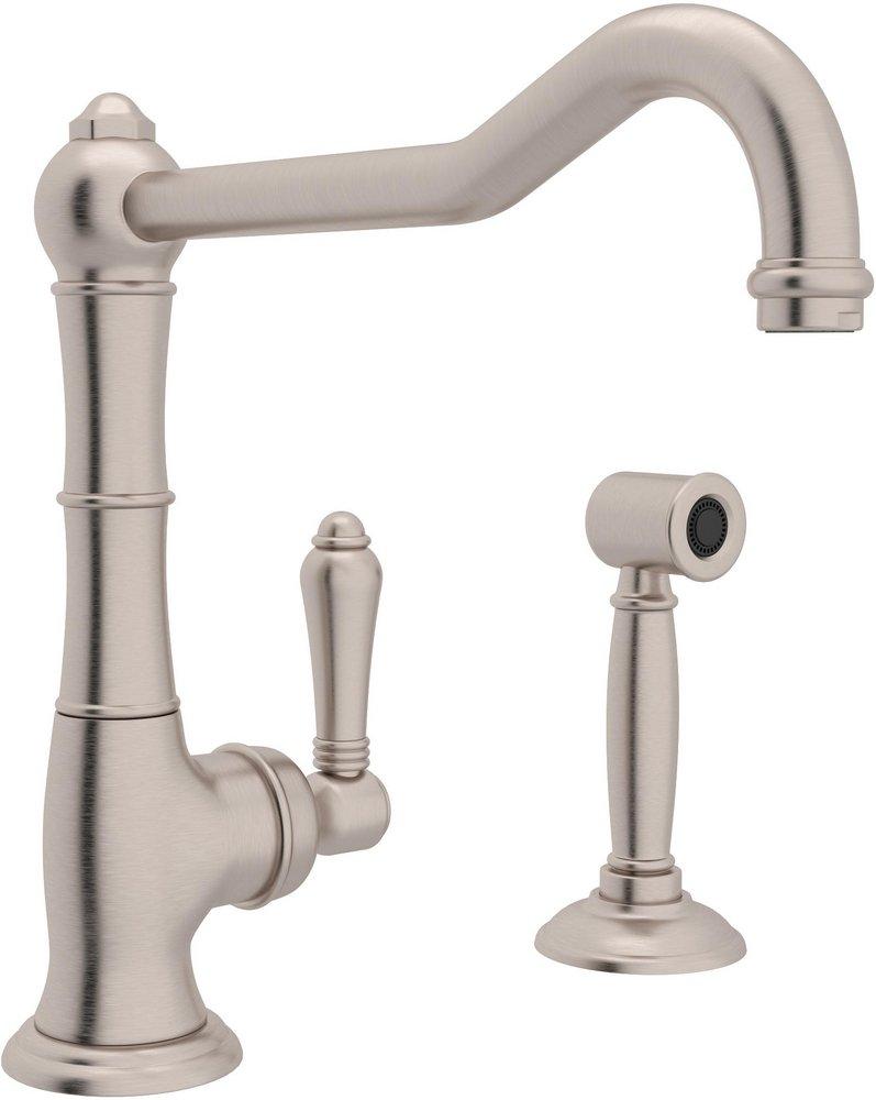 ROHL® Cinquanta Single Handle Kitchen Faucet with Side Spray in Satin Nickel