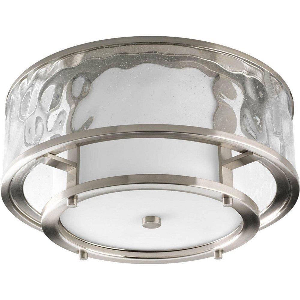 Progress Lighting Bay Court 2 Light 60W Flush Mount Ceiling Fixture Brushed Nickel